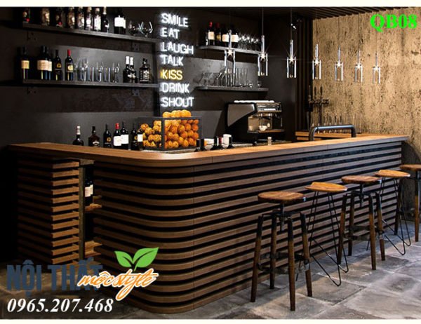 Quầy bar cafe QB08 đẹp sang trọng, điểm nhấn lôi cuốn cho không gian của bạn