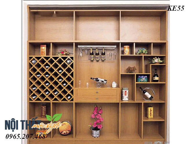 Kệ trang trí KE55-Kệ gỗ kết hợp tủ rượu đẹp, sang trọng và đẳng cấp.Giá cực tốt tại Mộc Style