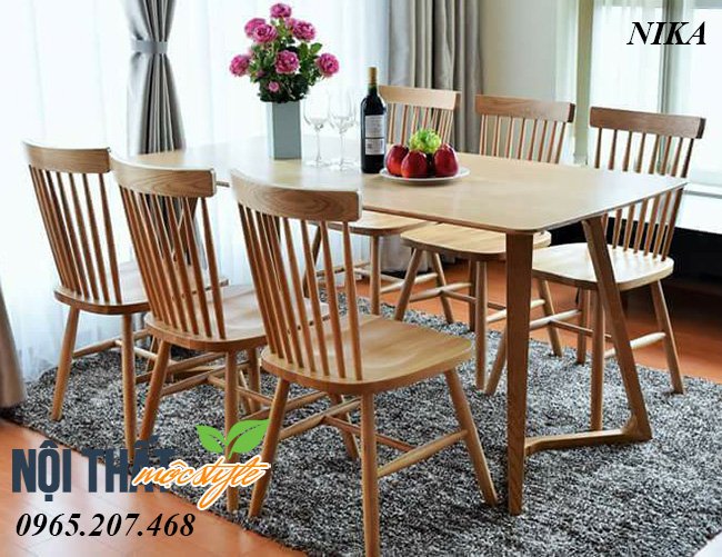 Ghế gỗ Nika đẹp dễ kết hợp với bàn ăn chung cư, nhà hàng hiện đại