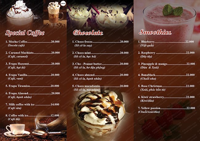 lập kế hoạch kinh doanh quán cafe với menu bắt mắt-Nội thất Mộc Style