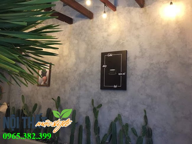 1 góc decor trang trí xinh xắn của quán, sơn màu giả bê tông mang tới cảm giác thanh bình, sâu lắng 1 góc decor trang trí xinh xắn của quán, sơn màu giả bê tông mang tới cảm giác thanh bình, sâu lắng