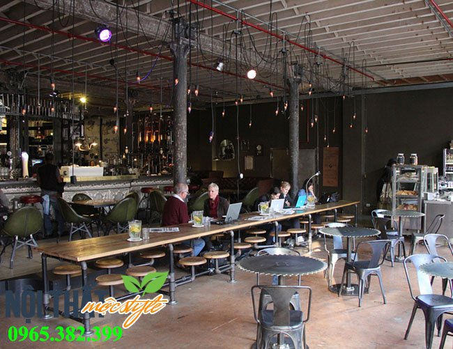 Thiết kế quán cafe chất lừ với phong cách Industrial