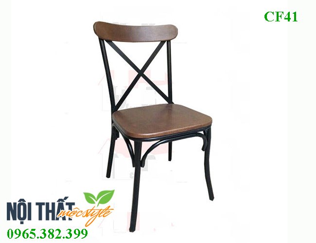Ghế cafe CF41 - Ghế chân sắt mặt gỗ giá rẻ