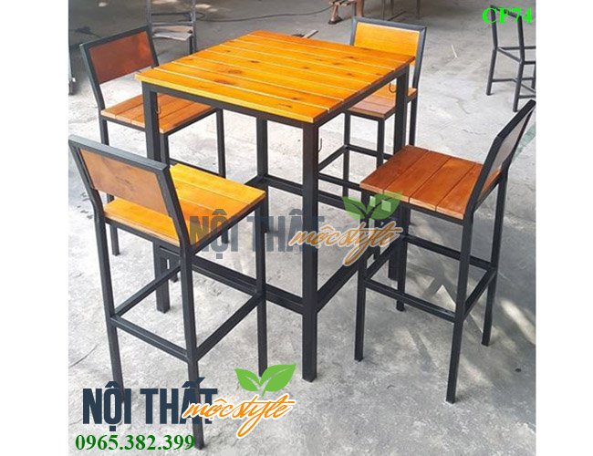 Mẫu quán bia hơi đẹp với bộ bàn kích thước bar CF74