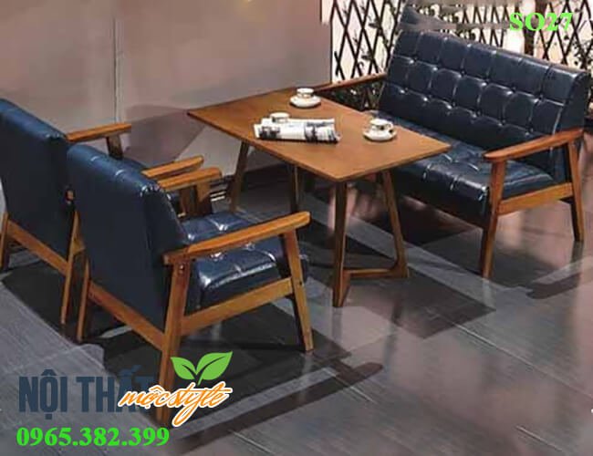Sofa cafe SO27 với ghế băng dài tích hợp mọi công năng để khách hàng sử dụng 