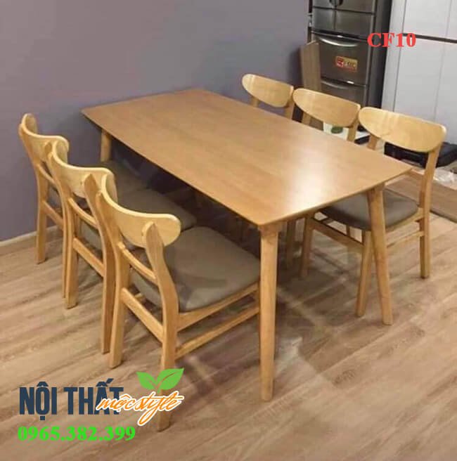 bộ bàn ăn gỗ mang 6 ghế