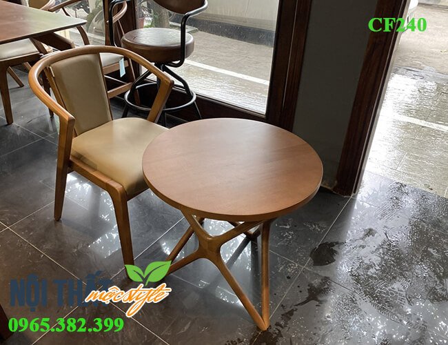Ghế cafe CF240 kết hợp với mẫu bàn trà chân sao tạo nên mộ bộ bàn ghế cafe đẹp 