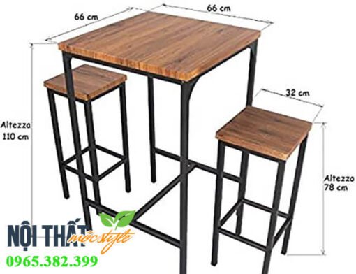 Kích thước demo mẫu bàn ghế bar cafe CF158
