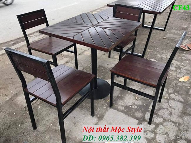 Bàn ghế cafe CF43, bàn ghế cafe ngoài trời giá rẻ tại Nội thất Mộc Style