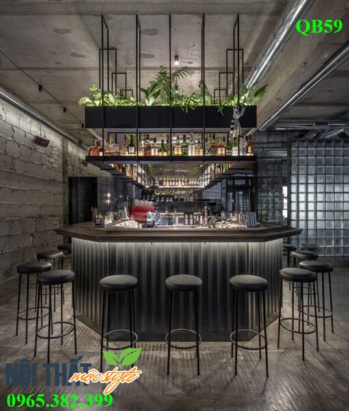 Quầy bar QB59 đẹp ấn tượng với tông đen huyền bí- giá cực rẻ tại Nội thất Mộc Style