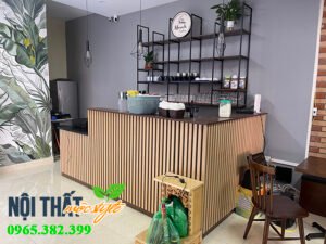 Quầy bar ốp an gỗ hiện đại tại Mộc Style